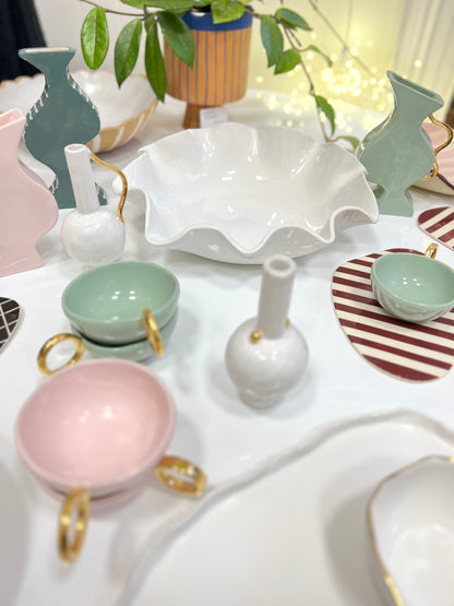 Large Ceramic "Ruffle" Bowl in White by Formantics