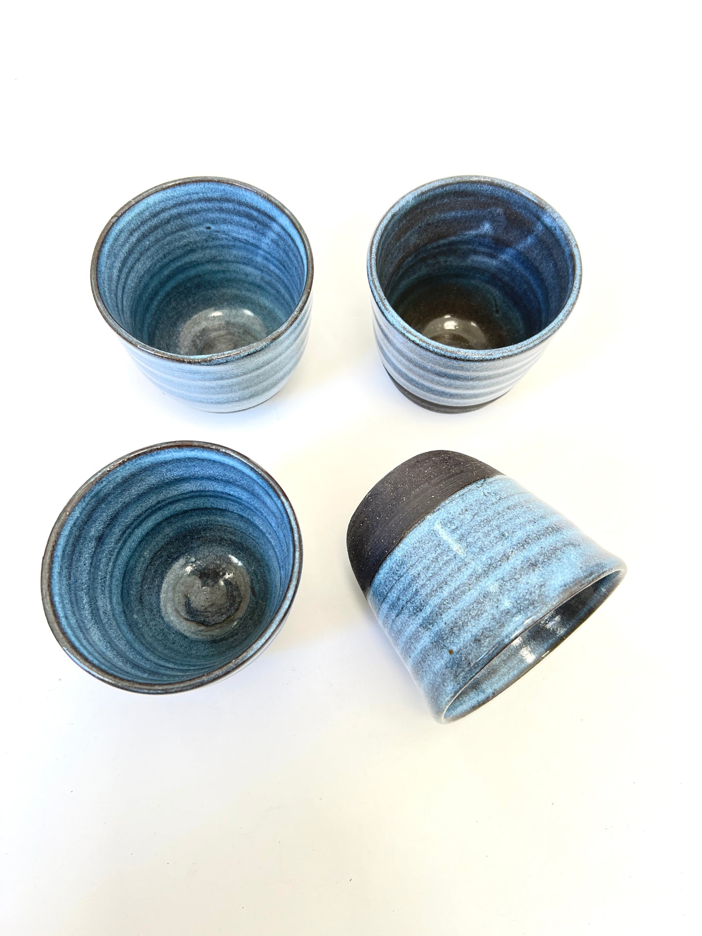 Coffee Tumbler - Blue on Black Clay