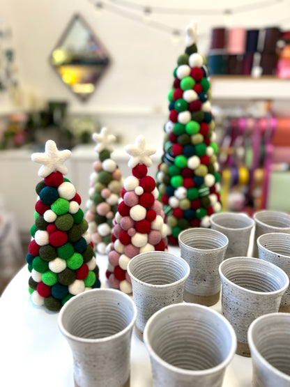 Pom-Pom Christmas Tree - Pink & Red Candycane tones
