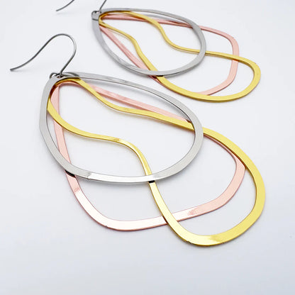 Tri-Shape Earrings in Mixed Metals