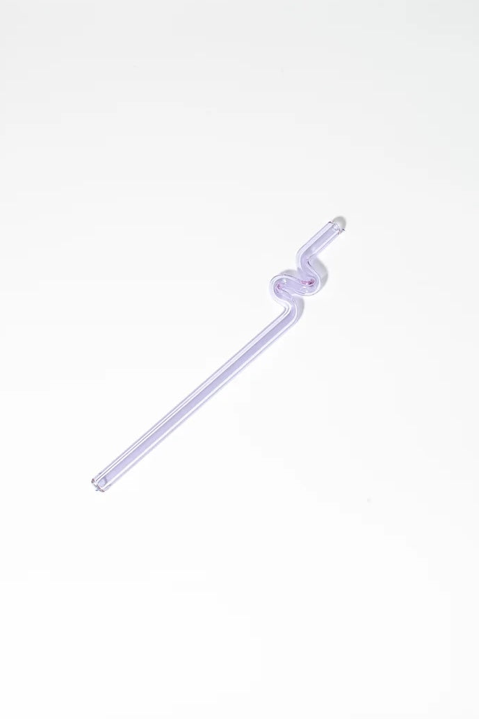 Squiggle Straw - Purple - handmade glass