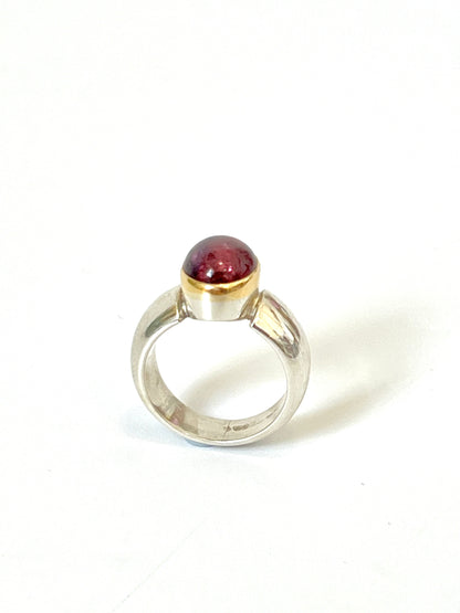 Cabochon Tourmaline in Yellow & Sterling Silver (CI-008)