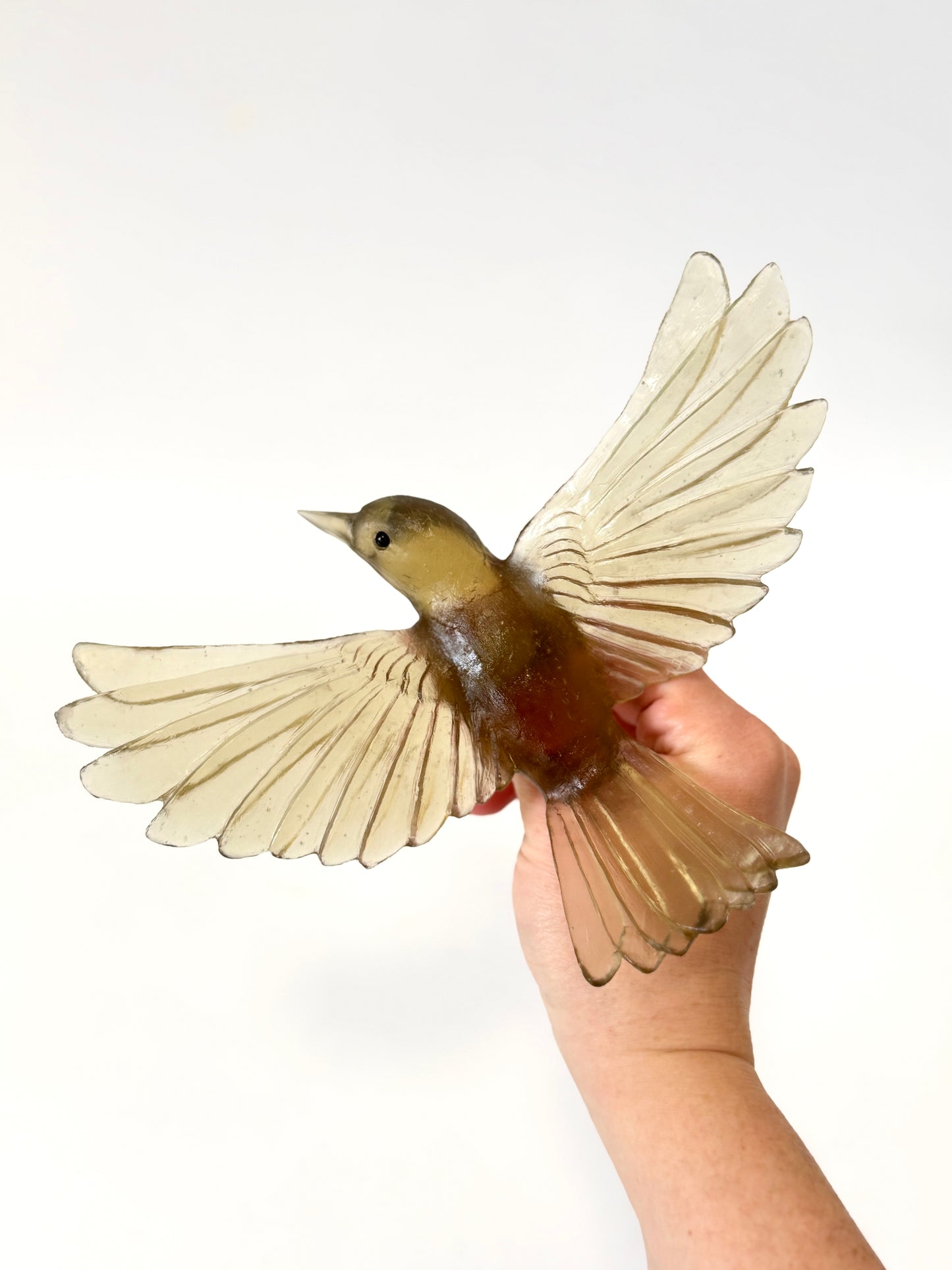 Yellowhead / Mōhua - Bronze - Glass bird artwork by Luke Jacomb Studio