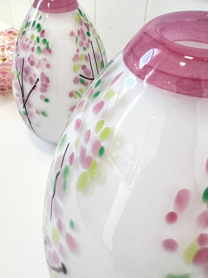 Statement Cherry Blossom Handblown Glass Teardrop Vase - Large (22675)