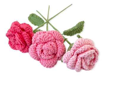 Crochet Open Rose - Hot Pink
