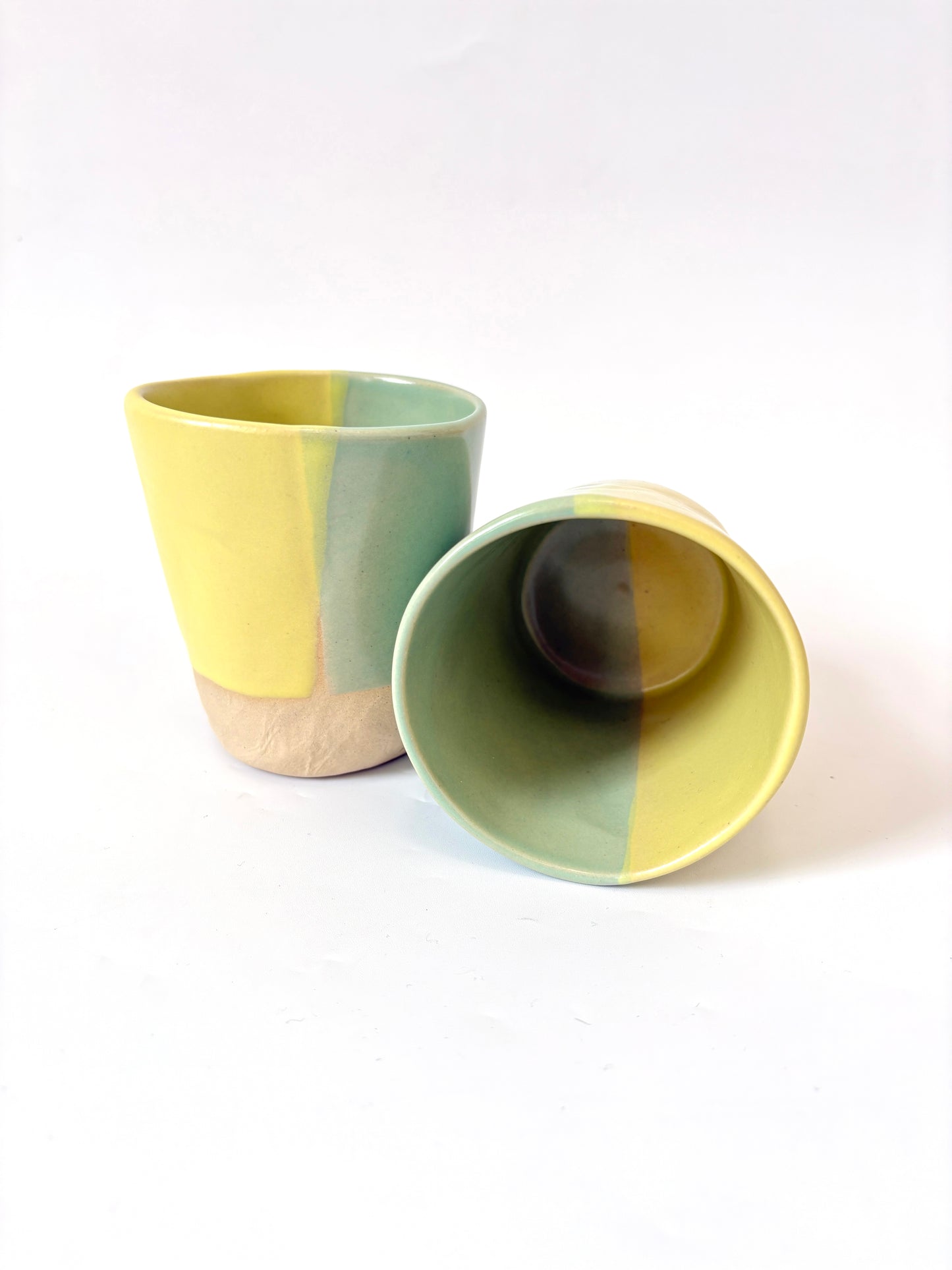 *Exclusive* Two-Toned Ceramic Tumbler - Lemon / Aqua