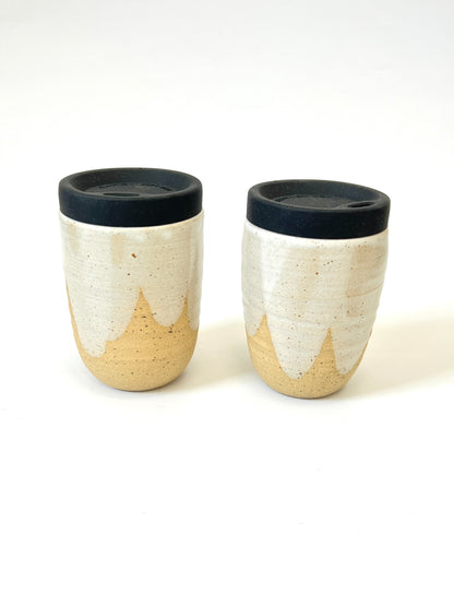 Ceramic Takeaway Cup - White Scallops