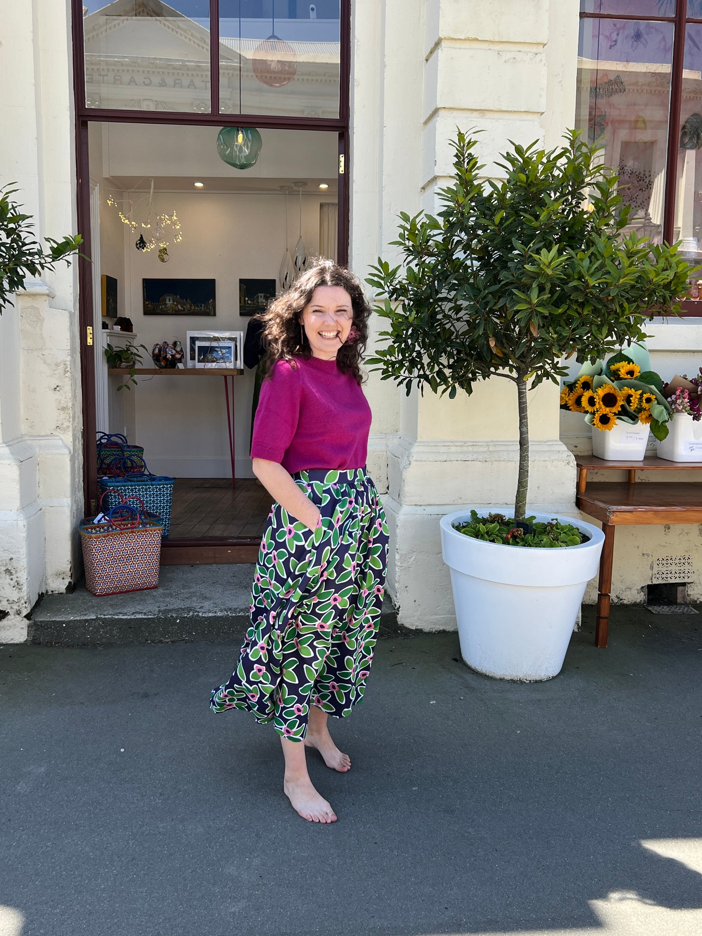 Cotton/Merino blend "Hansa"  Tee - Cerise