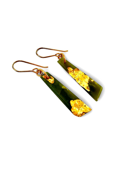 Gold Tipped Varied Shaped Pounamu Earrings (EA-GTV1)