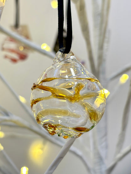 Blown Glass Bauble - Amber Swirl