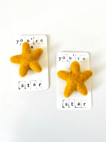 Felted Wool Heart & Star Magnets - Assorted