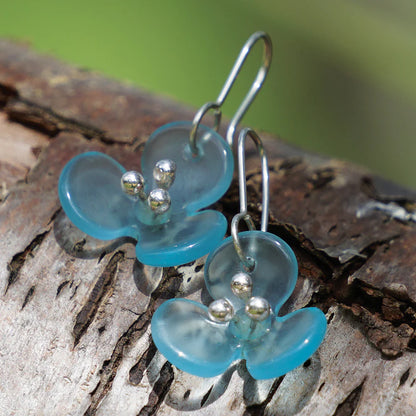 Bombay Flower Earrings - Light blue Glass
