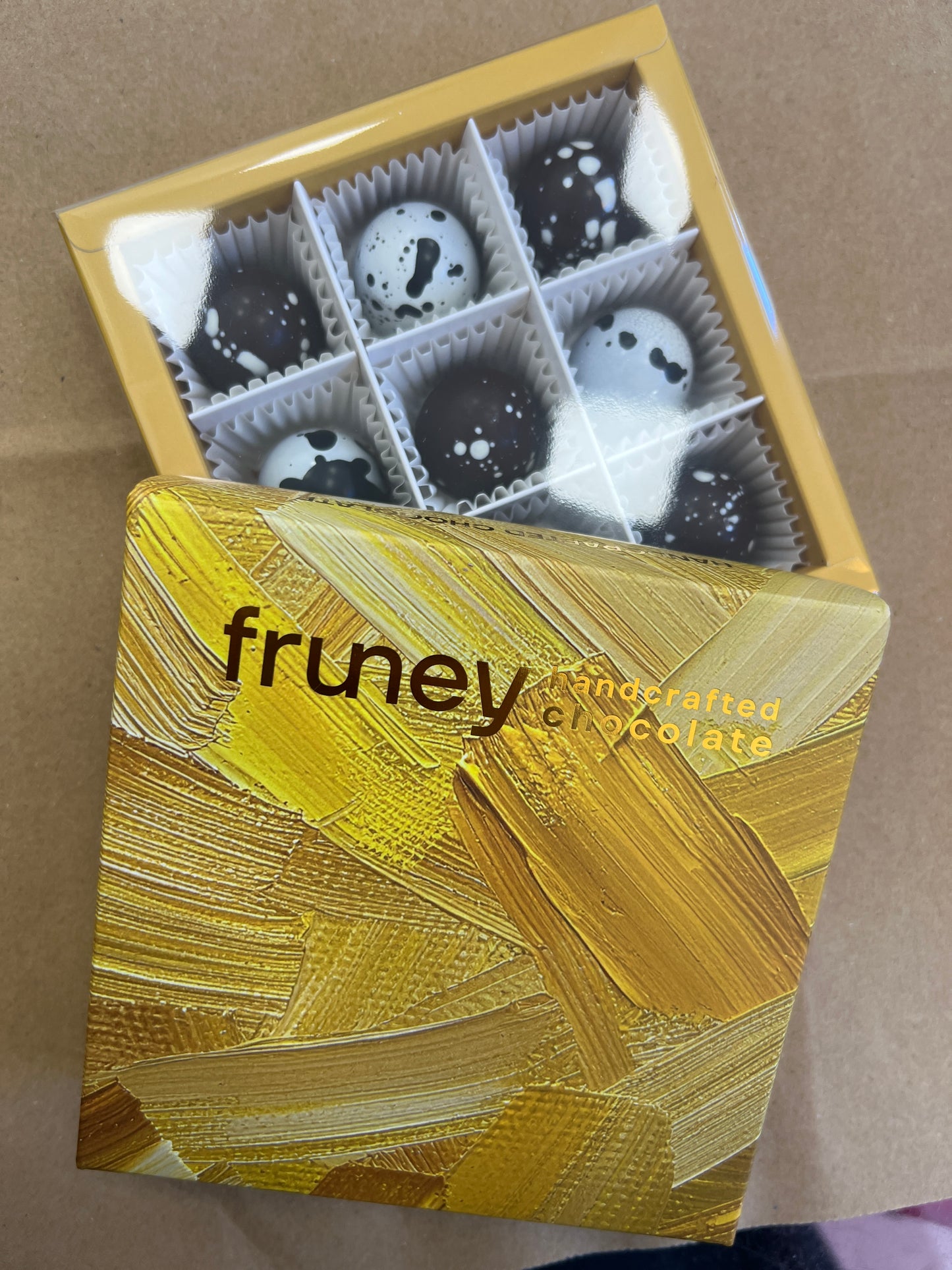 Golden Bonbons - Praline and Hazelnut Handcrafted Chocolates  - Box of 9