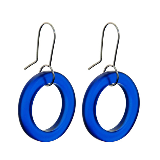 Glass Hoop earrings - Dark Blue