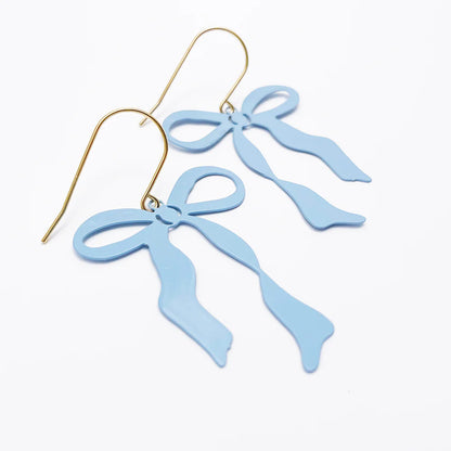 Midi Bow Earrings - Powder Blue