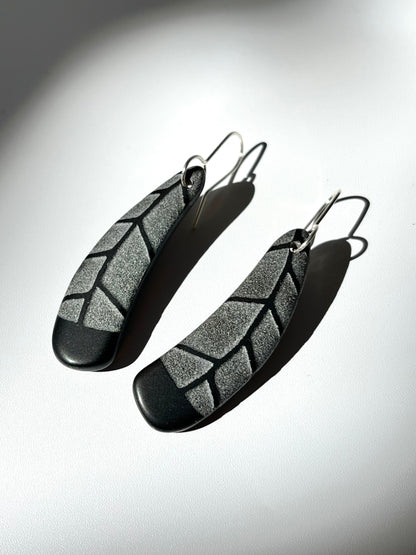 Huia Feather Earrings - Black Glass