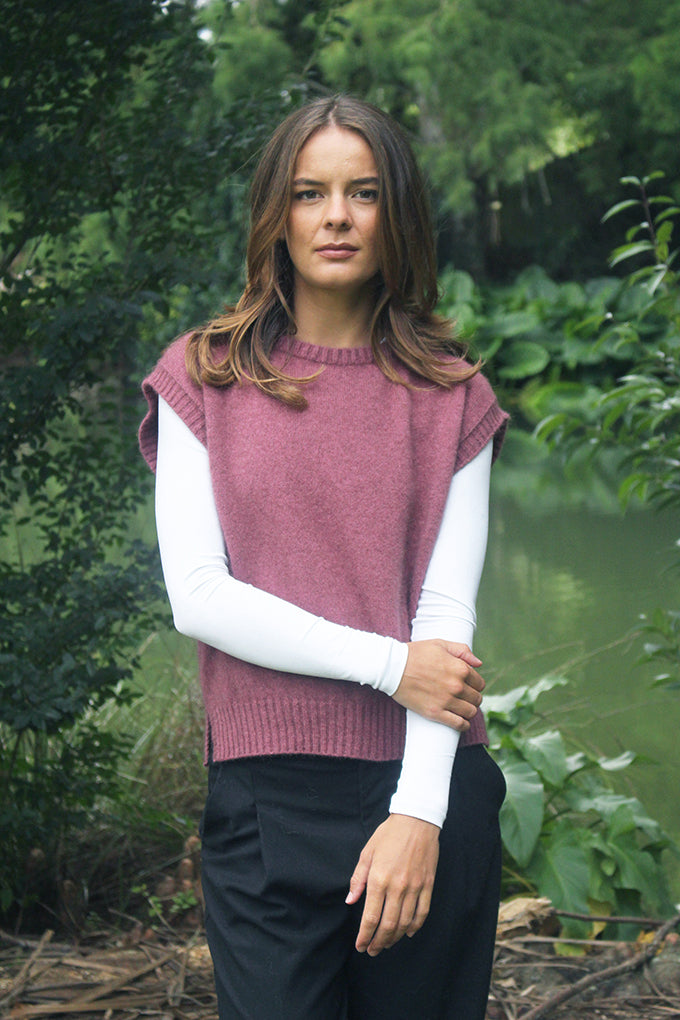 Serene Possum Merino Vest - Orchid