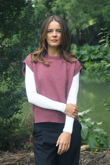 Serene Possum Merino Vest - Orchid