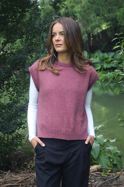 Serene Possum Merino Vest - Orchid