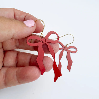 Midi Bow Earrings - Red
