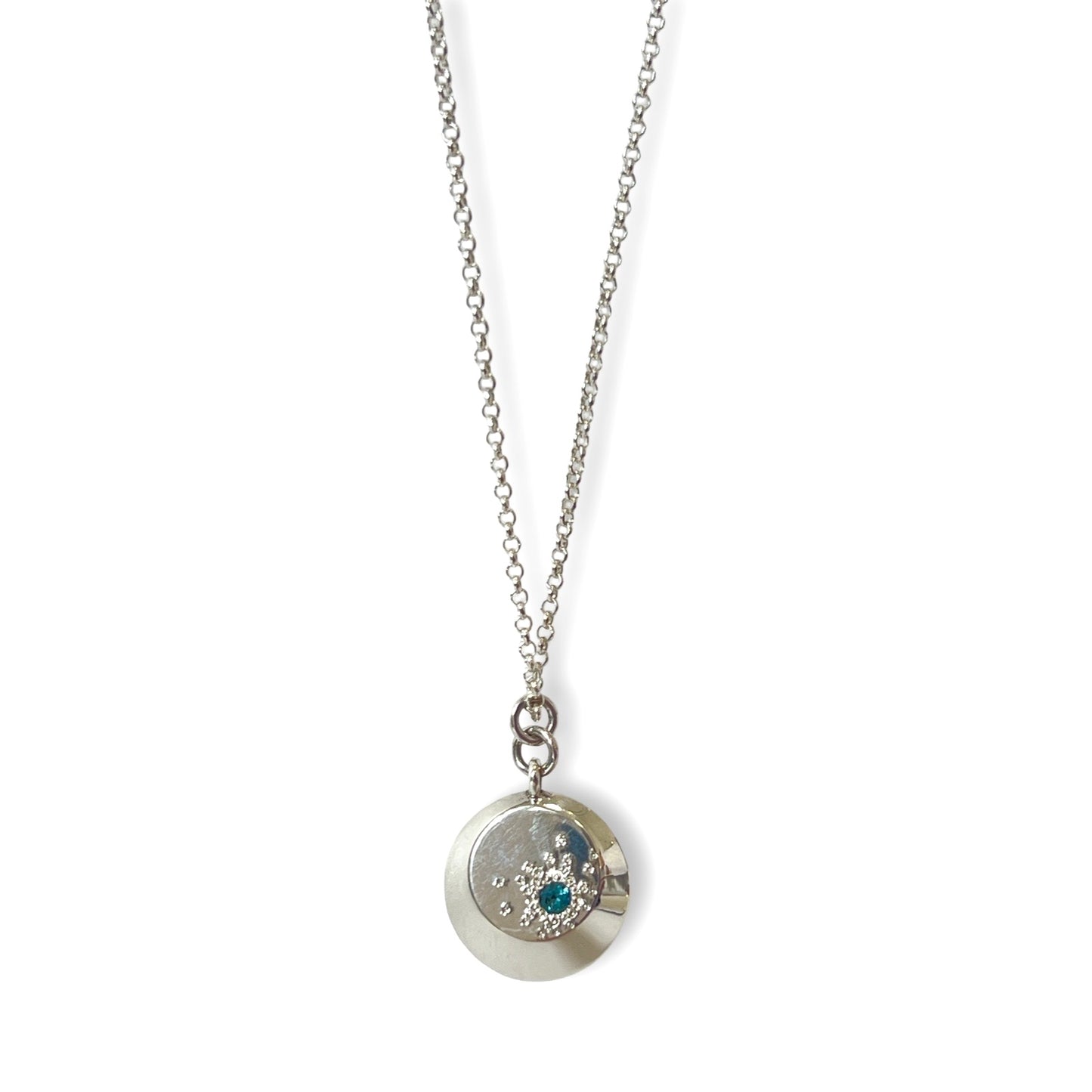 Starburst Profile Pendant Necklace with London Blue Topaz HH052