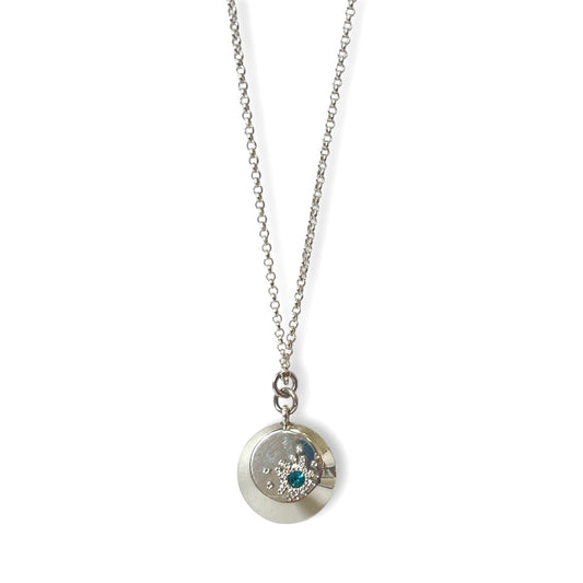 Starburst Profile Pendant Necklace with London Blue Topaz HH052