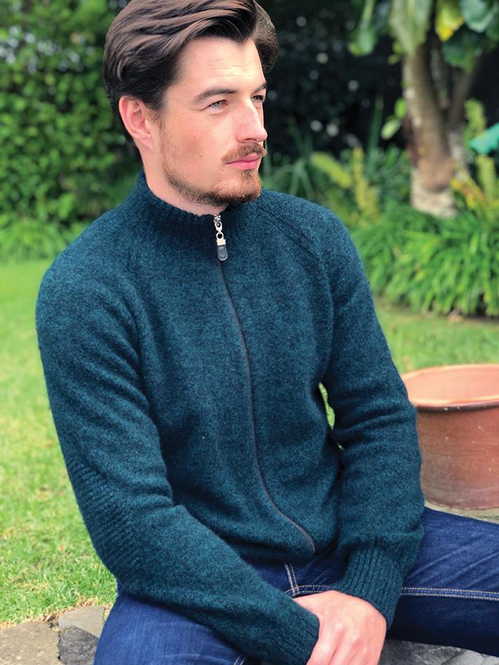 Possum Merino Men's Patch Jacket - Tasman Marl - Full Zip