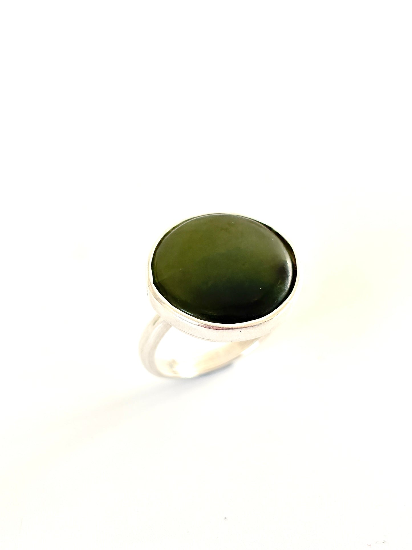 Large Flat Round Ring (RI-RO1) - Jade & Sterling Silver