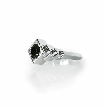 Temple Ring, Sterling Silver & Smokey Quartz: Size R 1/2