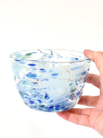Handblown Glass Lolly Bowl - Blue Shard