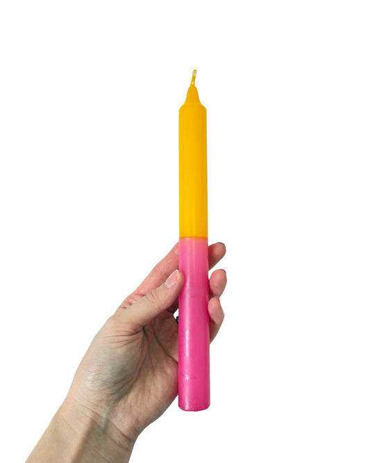 Yellow / Dark Pink Two-Toned Candle - 240mm