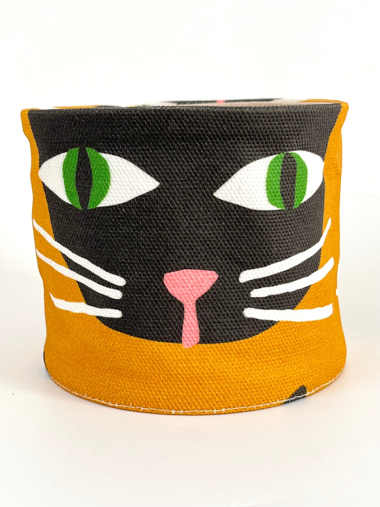 Canvas Planter - Mustard with Black Cats