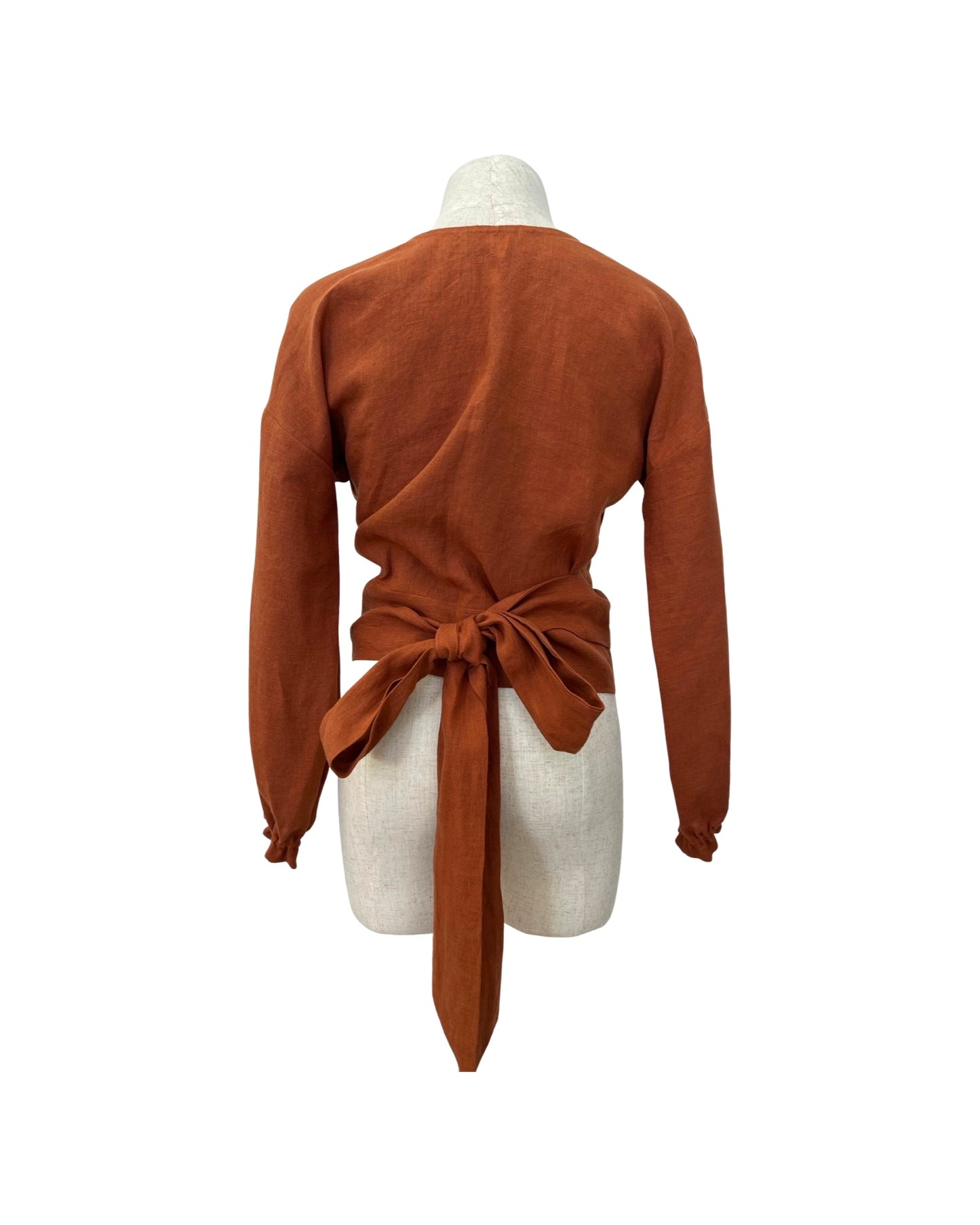 "Renee" Wrap Top - Rust Linen