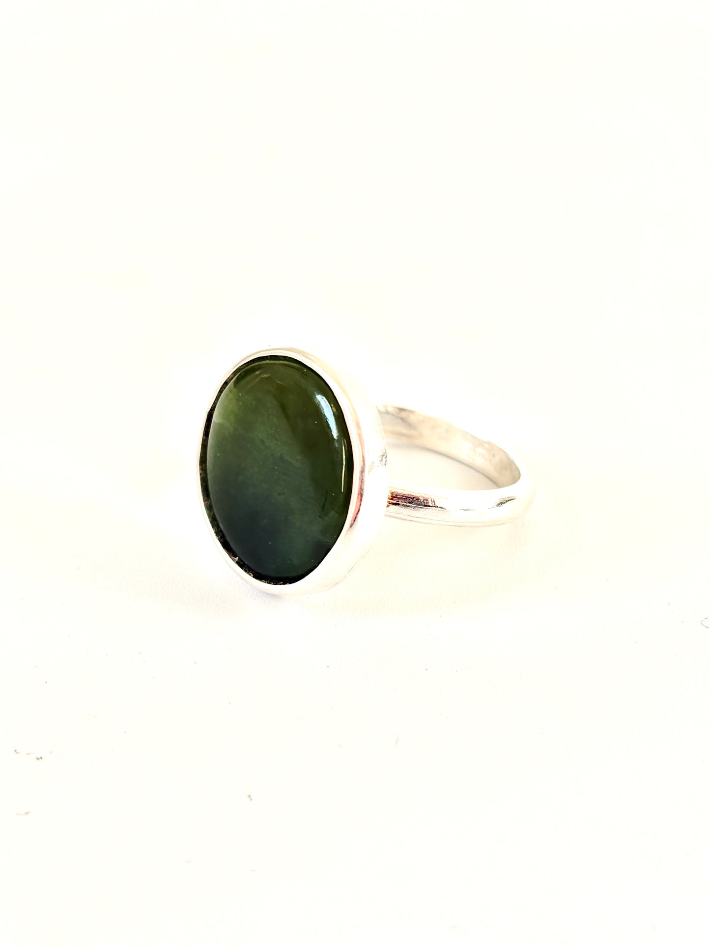 Large Flat Round Ring (RI-RO1) - Jade & Sterling Silver