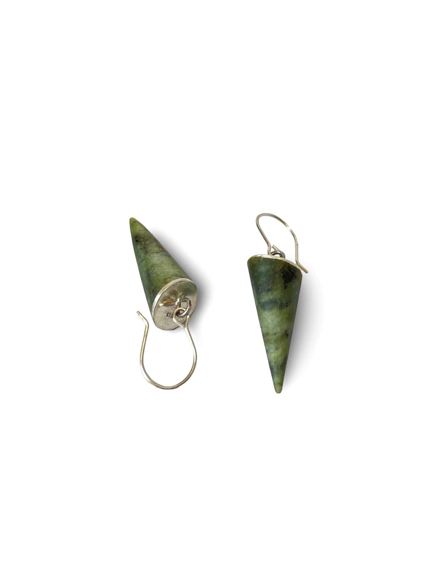 Cone Shaped Silver Pounamu Earrings (EA-CO1)