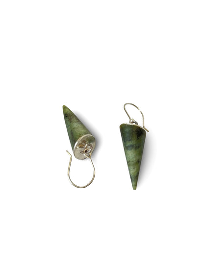Cone Shaped Silver Pounamu Earrings (EA-CO1)
