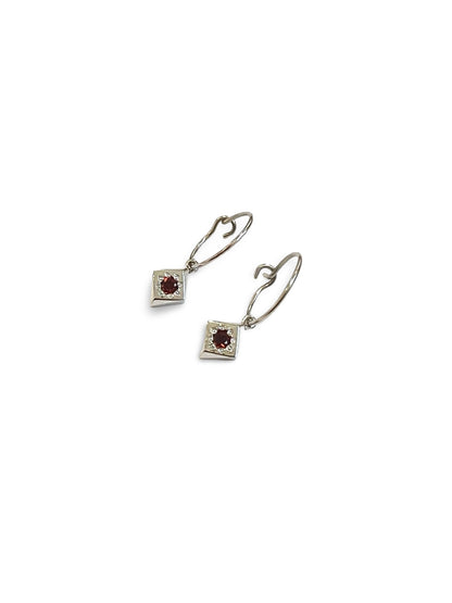 Daisy Cluster Hoop Earrings with Garnet by Holly Howe