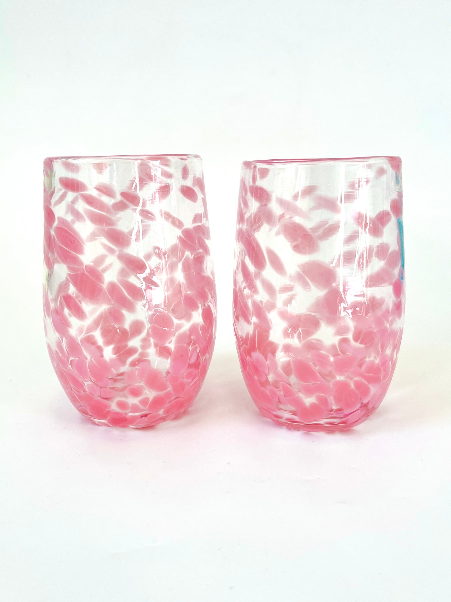 Handblown Glass Tumbler - Speckled Hot Pink