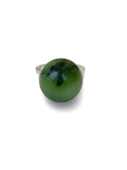 Jade & Sterling Silver Ring #2: Te Whanau o Tamanui-te-ra, Large (RI-SP1L)