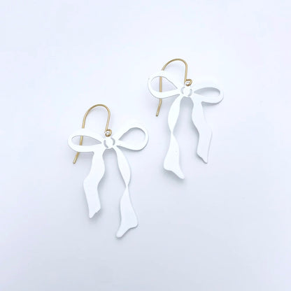 Midi Bow Earrings - Snow White