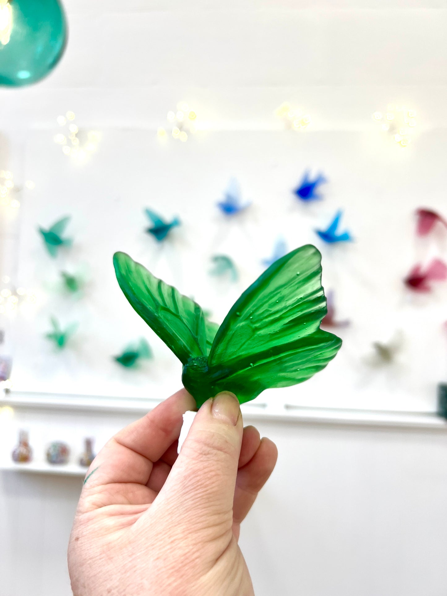 Emerald Medium Glass Butterfly Artwork - Classic - by Luke Jacomb