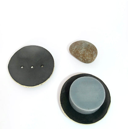 Round Ceramic Soap Dish - Black