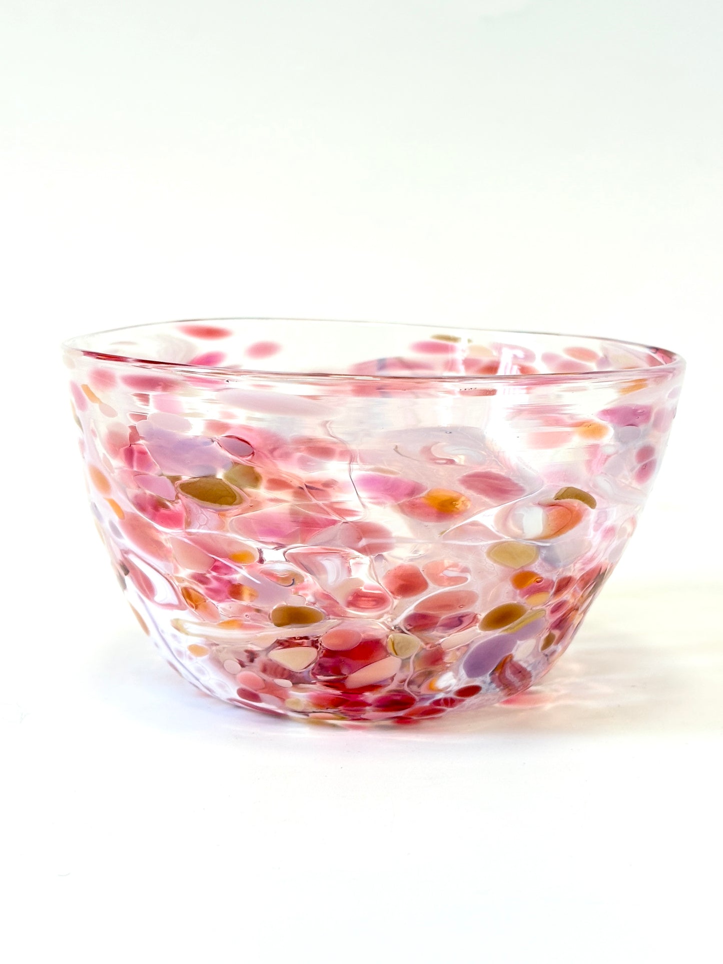 Handblown Glass Lolly Bowl - Pink Shard