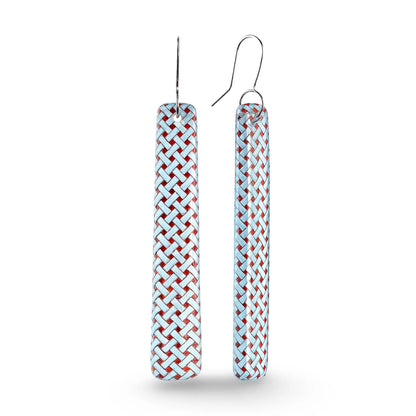 Woven Flax Long Drop Earrings - Light Blue