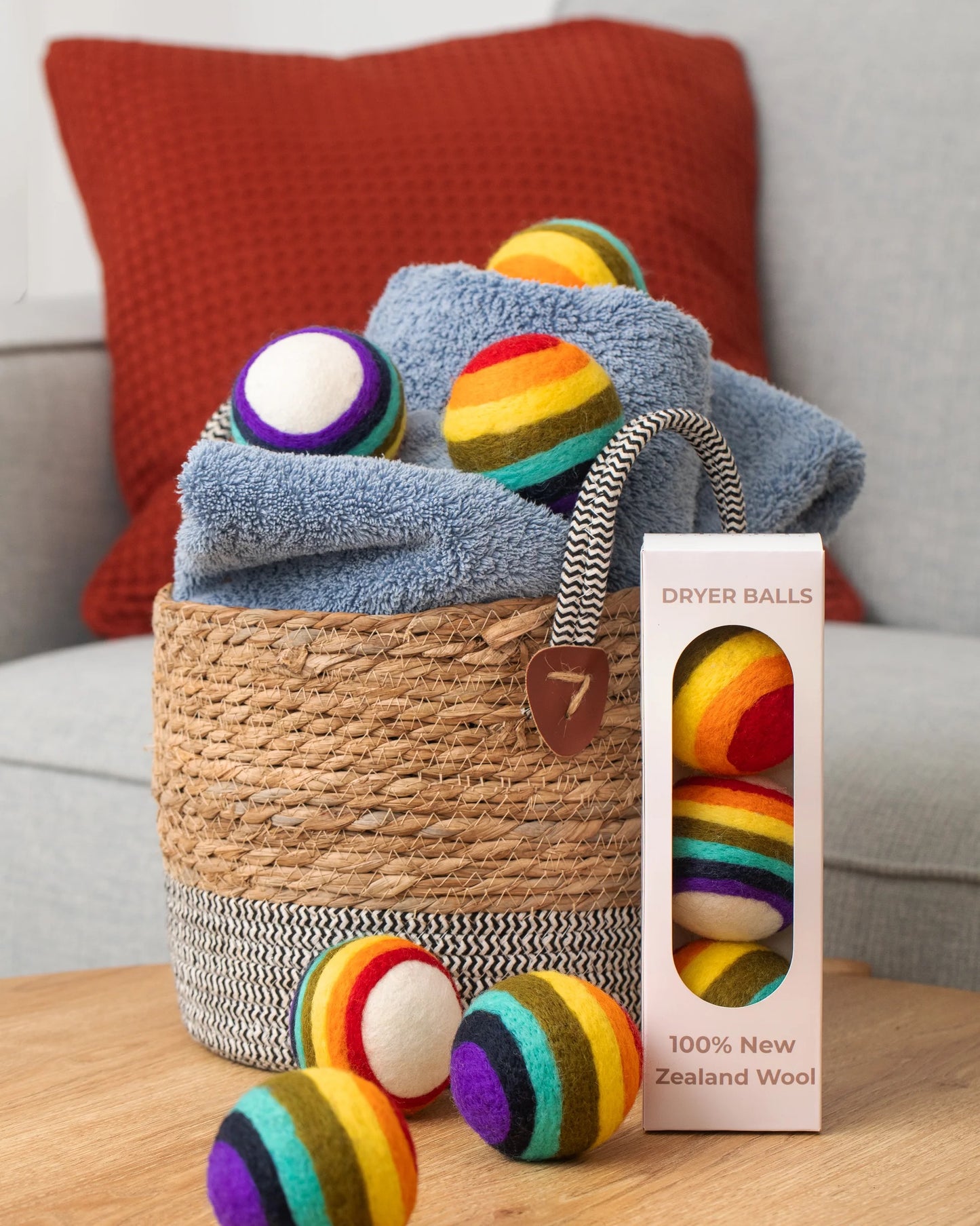 Rainbow NZ Wool Dryer Balls - set of 3