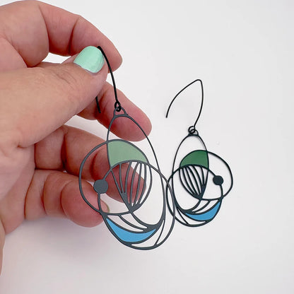 Art School Drop Out Earrings in Cool Colours