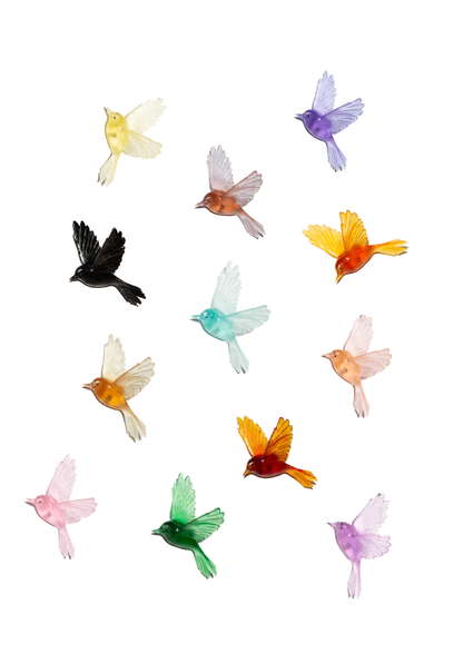 Fernbird / Mātātā - Peach - Glass artwork by Luke Jacomb