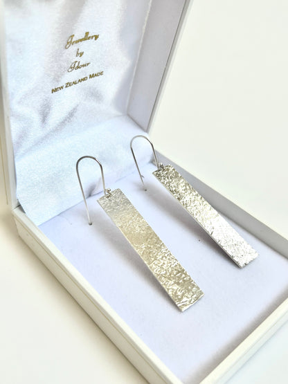 Textured Earrings, Large - Sterling Silver