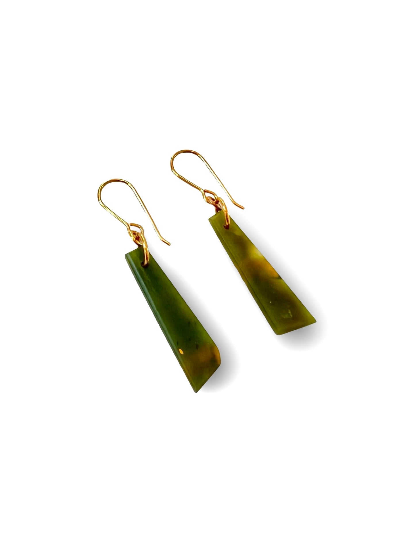 Gold Tipped Varied Shaped Pounamu Earrings (EA-GTV1)