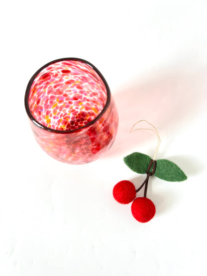 Cherries Felted Wool hanging Ornament